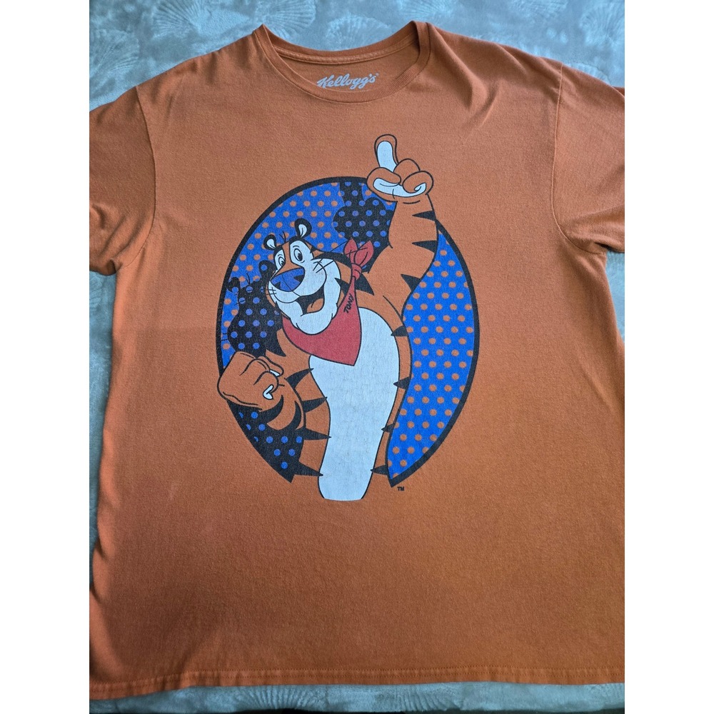 Kellogg's Tony the Tiger Graphic T-Shirt Orange Mens Large 2017 Frosted Flakes